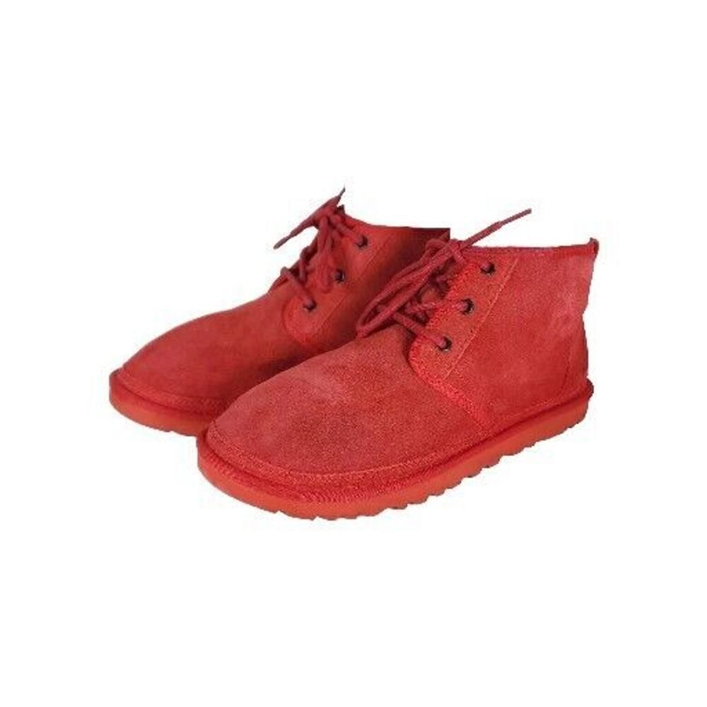 UGG Men's Neumel US 10 Red Suede Sheepskin Lined Ankle Chukka Boots Shoes